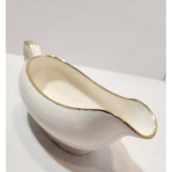 Vtg Royal Tudor Linda Pattern 22 KT Gold Trim Gravy Boat Floral Yellow and White - Picture 8 of 14